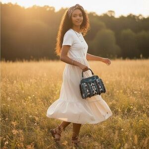 NWT Bohemian Sam Edelman “Bobbi” Tribal Satchel Bag Purse Crossbody Blue